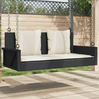  Swing Bench with Cushions Black 119x56x48 cm Poly Rattan