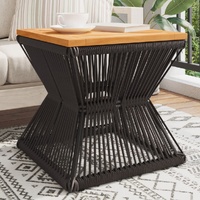  Coffee Table with Wire Base Black 38x38x38 cm Solid Wood Acacia