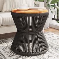  Coffee Table with Wire Base Black Ø 45x44 cm Solid Wood Acacia