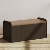  Storage Bench with Cushion Brown 115x51x52 cm Poly Rattan
