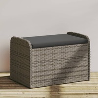  Storage Bench with Cushion Grey 80x51x52 cm Poly Rattan