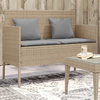  Garden Bench with Cushions Beige Poly Rattan
