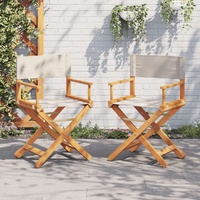 Folding Director Chairs 2 pcs Cream White Fabric