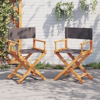  Folding Director Chairs 2 pcs Dark Grey Fabric
