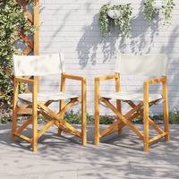  Folding Director Chairs 2 pcs Cream White Fabric