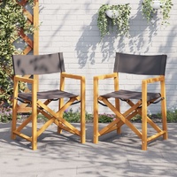  Folding Director Chairs 2 pcs Dark Grey Fabric