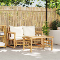  2 Piece Garden Sofa Set with Cushions Bamboo