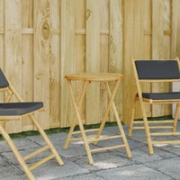  Folding Garden Table Ø55x75 cm Bamboo