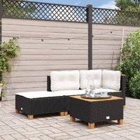  Garden Stool with Cushion Black 63.5x56x32 cm Poly Rattan