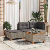  Garden Stool with Cushion Grey 63.5x56x32 cm Poly Rattan