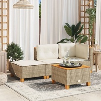  Garden Stool with Cushion Beige 63.5x56x32 cm Poly Rattan