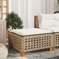  Garden Stool with Cushion Beige 63.5x56x32 cm Poly Rattan