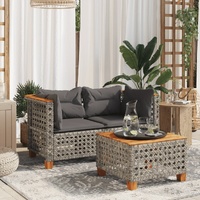  Garden Sofas Corner with Cushions 2 pcs Grey Poly Rattan