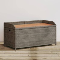  Storage Bench Grey 100x50x52 cm Poly Rattan and Acacia Wood