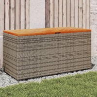  Garden Storage Box Grey 110x50x54 cm Poly Rattan Acacia Wood