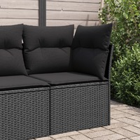  Garden Sofa Corner with Cushions Black Poly Rattan