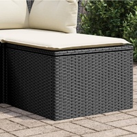  Garden Stool with Cushion Black 55x55x37 cm Poly Rattan