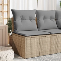  Garden Sofa Armless with Cushions Beige Poly Rattan