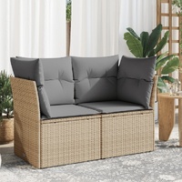  Garden Sofa with Cushions 2-Seater Beige Poly Rattan