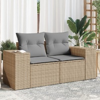  Garden Sofa with Cushions 2-Seater Beige Poly Rattan