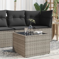  Garden Table with Glass Top Grey 55x55x37 cm Poly Rattan