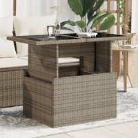  Garden Table with Glass Top Grey 100x55x73 cm Poly Rattan