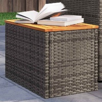  Garden Side Tables 2 pcs Grey 55x34x37cm Poly Rattan Solid Wood