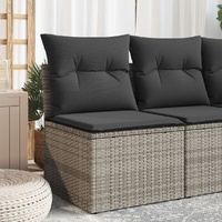  Garden Chair Armless with Cushions Grey Poly Rattan