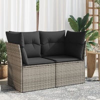  Garden Sofa with Cushions 2-Seater Grey Poly Rattan