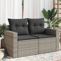  Garden Sofa with Cushions 2-Seater Grey Poly Rattan