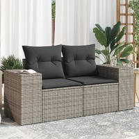  Garden Sofa with Cushions 2-Seater Grey Poly Rattan