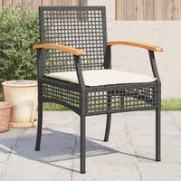  Garden Chairs with Cushions 4 pcs Black Poly Rattan Acacia Wood