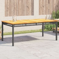  Garden Table Black 180x90x75 cm Poly Rattan Acacia Wood