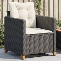  Garden Chair with Cushions Black Poly Rattan
