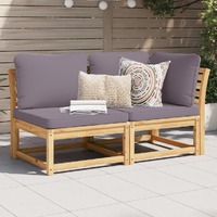  2 Piece Garden Lounge Set with Cushions Solid Wood Acacia