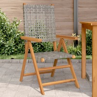  Garden Chairs 2 pcs Grey Solid Wood Acacia and Poly Rattan