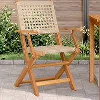  Garden Chairs 2 pcs Beige Solid Wood Acacia and Poly Rattan