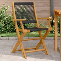  Garden Chairs 2 pcs Black Solid Wood Acacia and Polypropylene