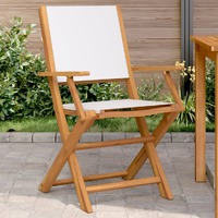  Garden Chairs 2 pcs Cream White Solid Wood Acacia and Fabric