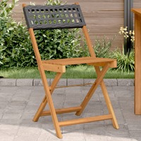  Bistro Chairs 2 pcs Black Solid Wood Acacia and Poly Rattan