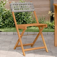  Bistro Chairs 2 pcs Grey Solid Wood Acacia and Poly Rattan