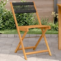  Bistro Chairs 2 pcs Black Solid Wood Acacia and Rope