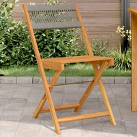  Bistro Chairs 2 pcs Grey Solid Wood Acacia and Rope