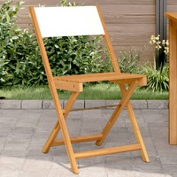  Bistro Chairs 2 pcs Cream White Solid Wood Acacia and Fabric