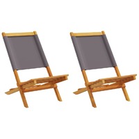  Garden Chairs 2 pcs Anthracite Solid Wood Acacia and Fabric