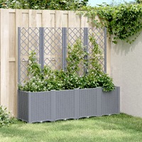  Garden Planter with Trellis Blue Grey 160x40x140 cm PP