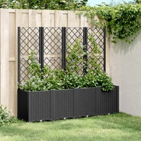  Garden Planter with Trellis Black 160x40x140 cm PP