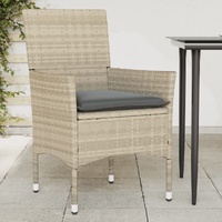  Garden Chairs with Cushions 2 pcs Light Grey Poly Rattan
