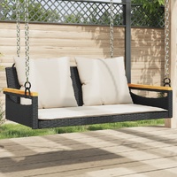  Swing Bench with Cushions Black 109x62x40 cm Poly Rattan