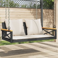  Swing Bench with Cushions Black 109x62x40 cm Poly Rattan